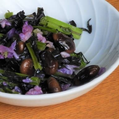 赤からし菜と豆のペペロンチーノ
