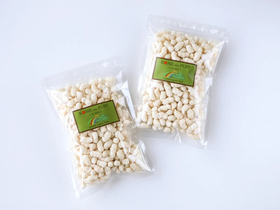 小麦・卵・乳製品・白砂糖不使用のお米菓子＜米のパフ＞農薬不使用・自然栽培で育てた自家栽培米使用