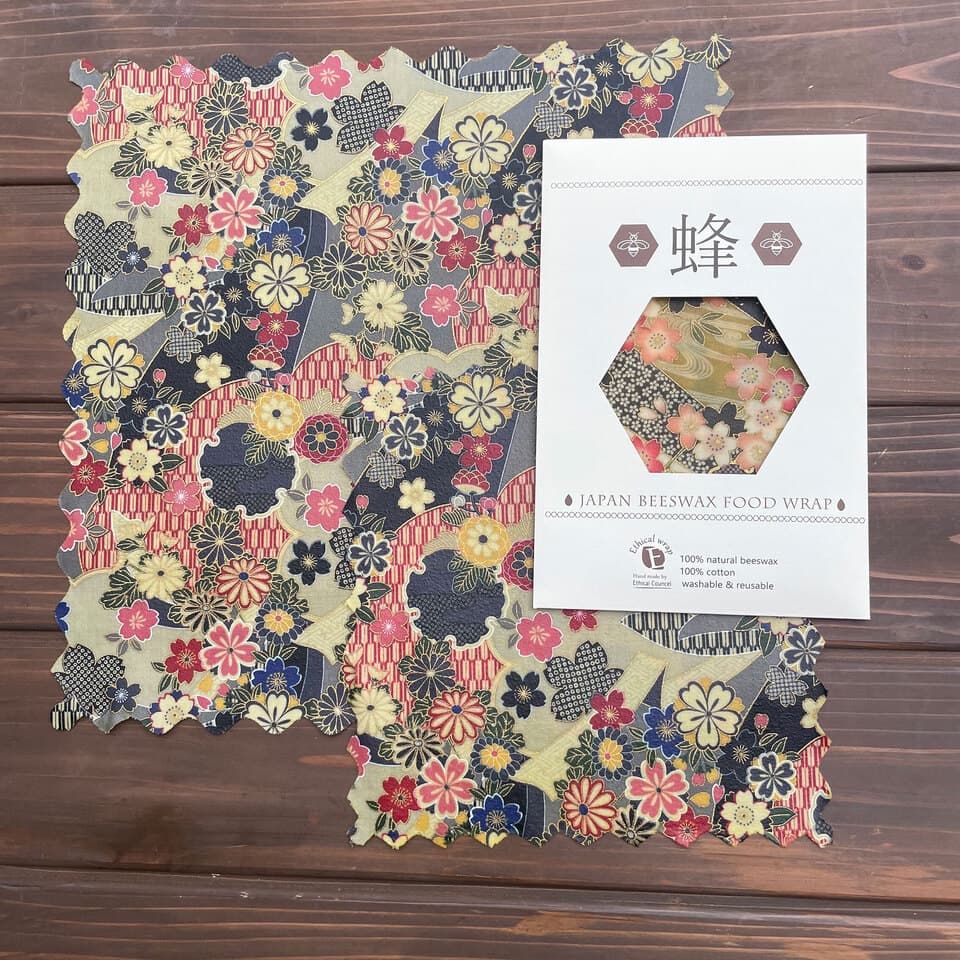 洗って繰り返し使える蜜蝋ラップ<エシカルラップ和柄ライン>