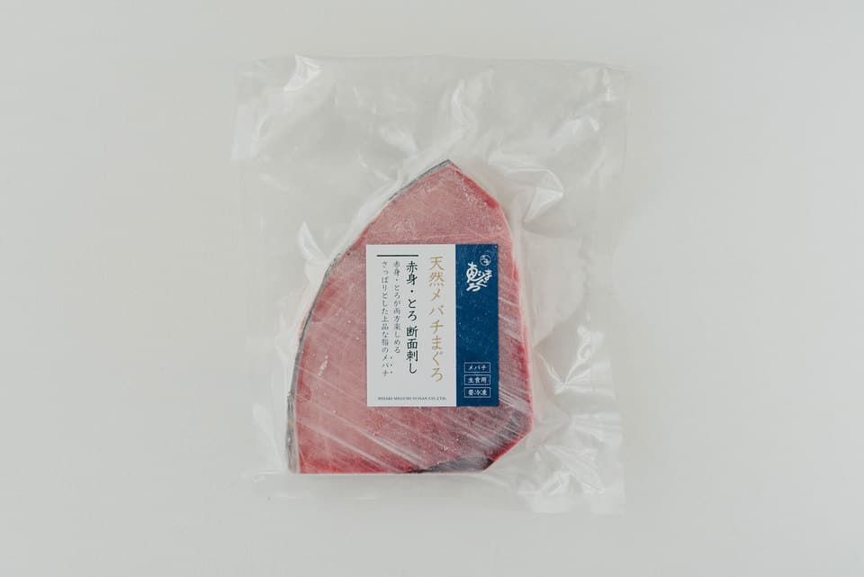 【冷凍】天然メバチまぐろ<トロ・赤身> 断面刺し300g