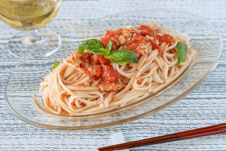 甘酒とトマトの冷製そうめん
