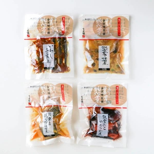 能登産焼さば味噌煮＋いわしふぶき煮＋能登がき味噌煮＋能登だこやわらか煮