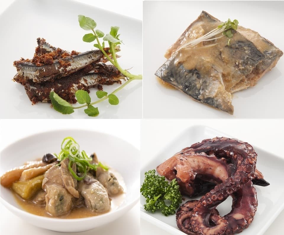 日本海のお魚そうざいセット〈能登産焼さば味噌煮・いわしふぶき煮・能登がき味噌煮・能登だこやわらか煮〉やさしい味に仕上げたお魚惣菜詰め合わせ4種