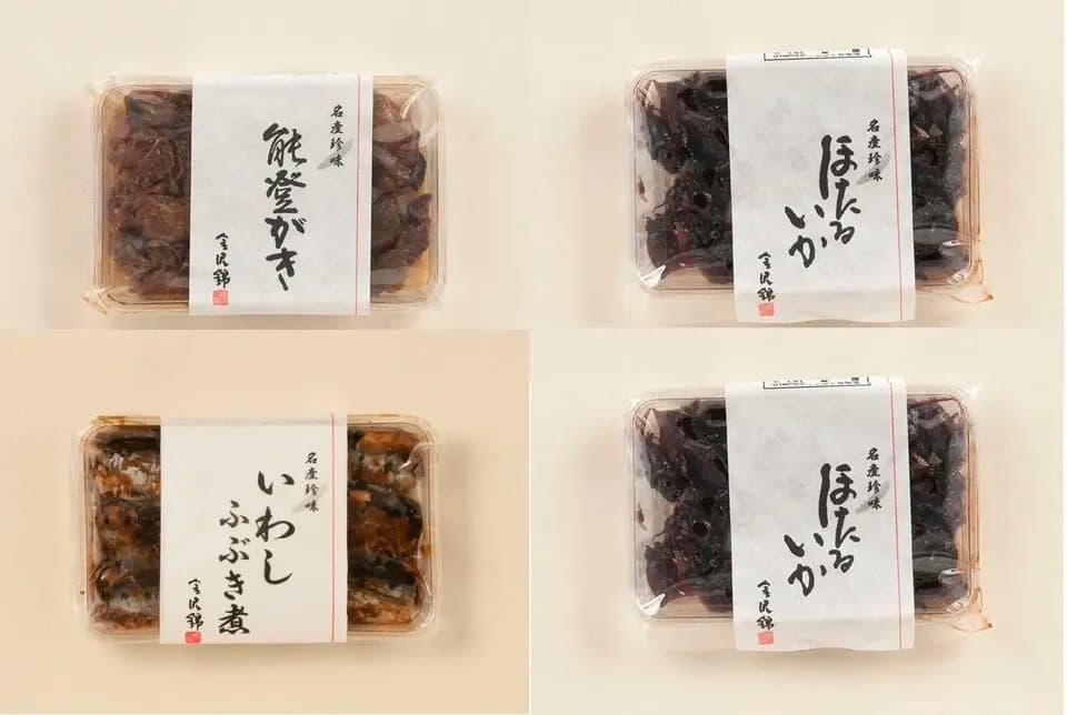 厳選こだわり佃煮そうざいお酒の肴セット冷蔵品〈能登がき佃煮・ほたるいか佃煮・いわしふぶき煮〉素材の味そのまま　こだわり佃煮製品詰合　３種４ケ入