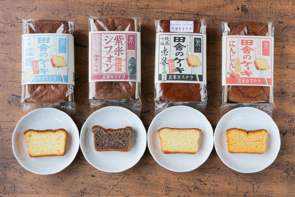 グルテンフリー無添加「田舎のケーキ」人気の４種セット（忠敬・紫米シフォン・にんじん・塩麹）