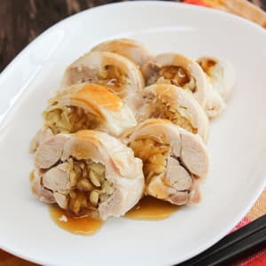 ロールチキンの甘酢あんかけ
