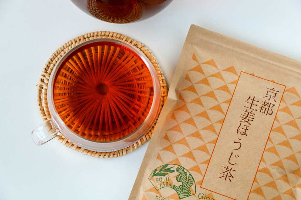 農薬・化学肥料不使用の自家栽培生姜と有機茶葉で作る＜京都生姜ほうじ茶＞