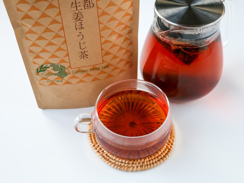 農薬・化学肥料不使用の自家栽培生姜と有機茶葉で作る＜京都生姜ほうじ茶＞