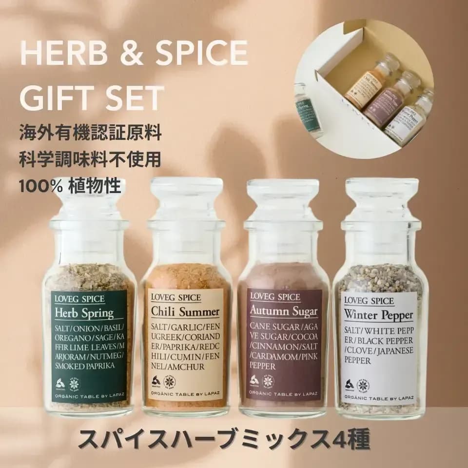 ギフトボックスセット＜HERB&SPICE＞海外有機認証ハーブ使用【熨斗設定
