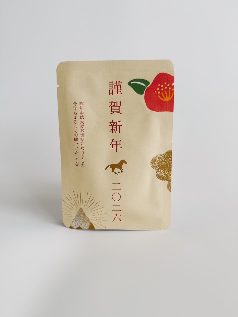 お茶入りてがみ　年賀茶てがみ　ティーバッグ2個入り　年賀状に♪