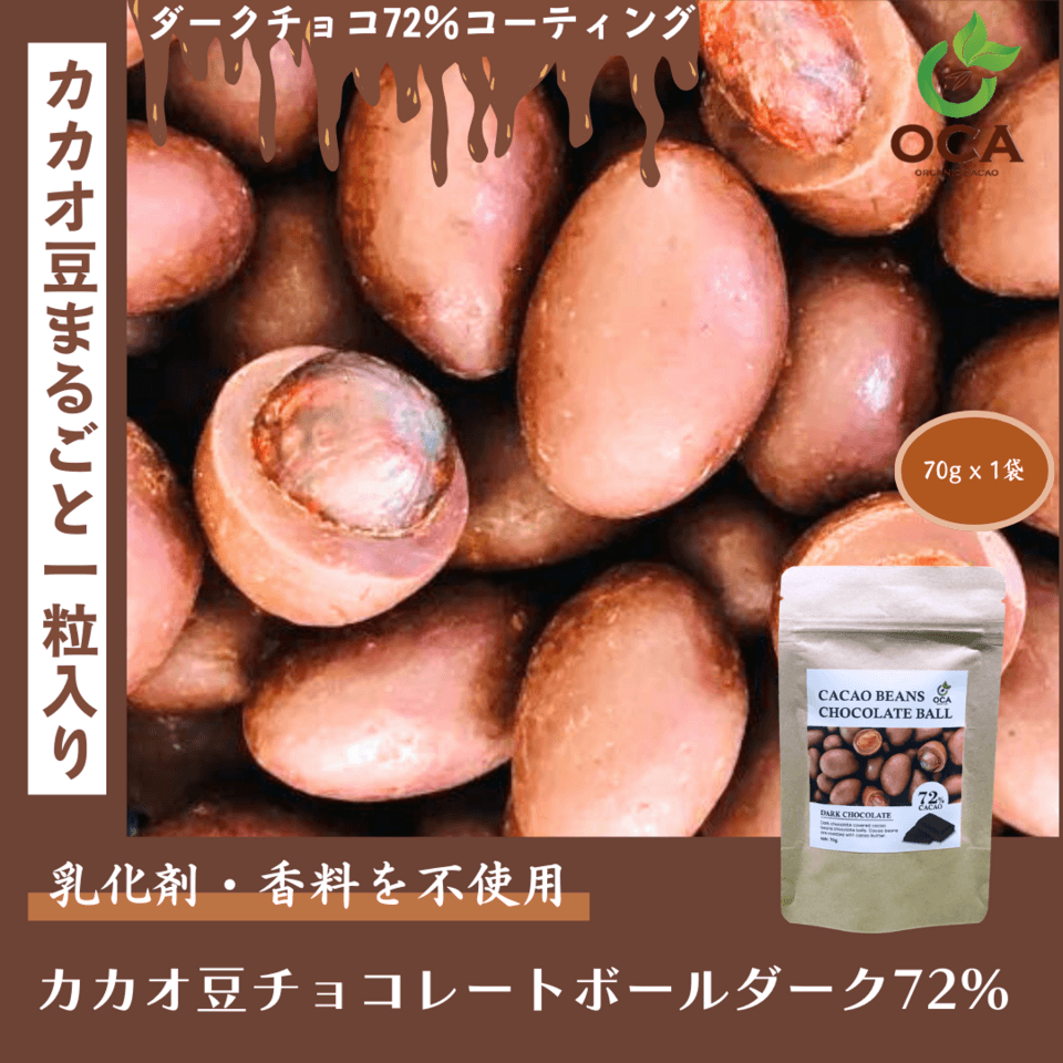 ベトナム産有機栽培＜皮も丸ごとカカオ豆チョコレートボール＞ダーク72%・ホワイト・ビーツ・ガックフルーツ