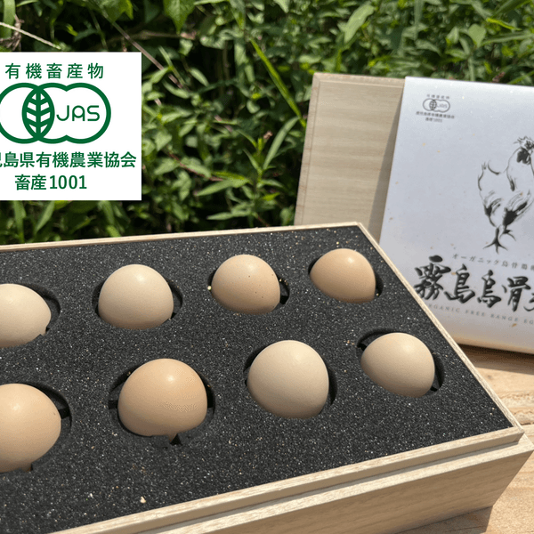 【桐箱】オーガニック烏骨鶏卵「霧島烏骨鶏」（8個入）【内祝・御礼・お祝い】