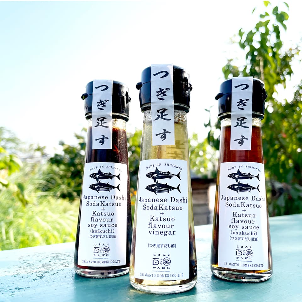 ［だし醤油/濃口×2・　だし酢］MINI! Japanese Dashi Katsuoflavor soysauce ＆Vinegar 3本セット