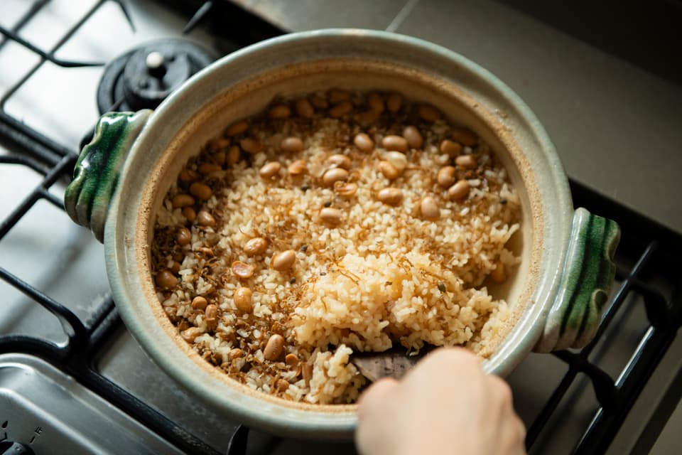 おじゃことお豆さんの炊き込みご飯
