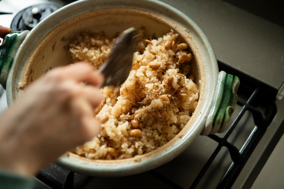 おじゃことお豆さんの炊き込みご飯