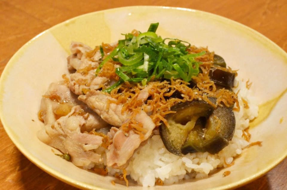 豚とお茄子のさっぱり丼