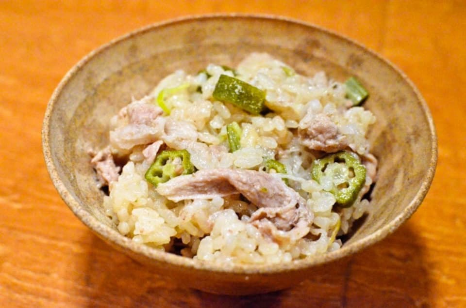 おくらと豚肉の炊き込みご飯