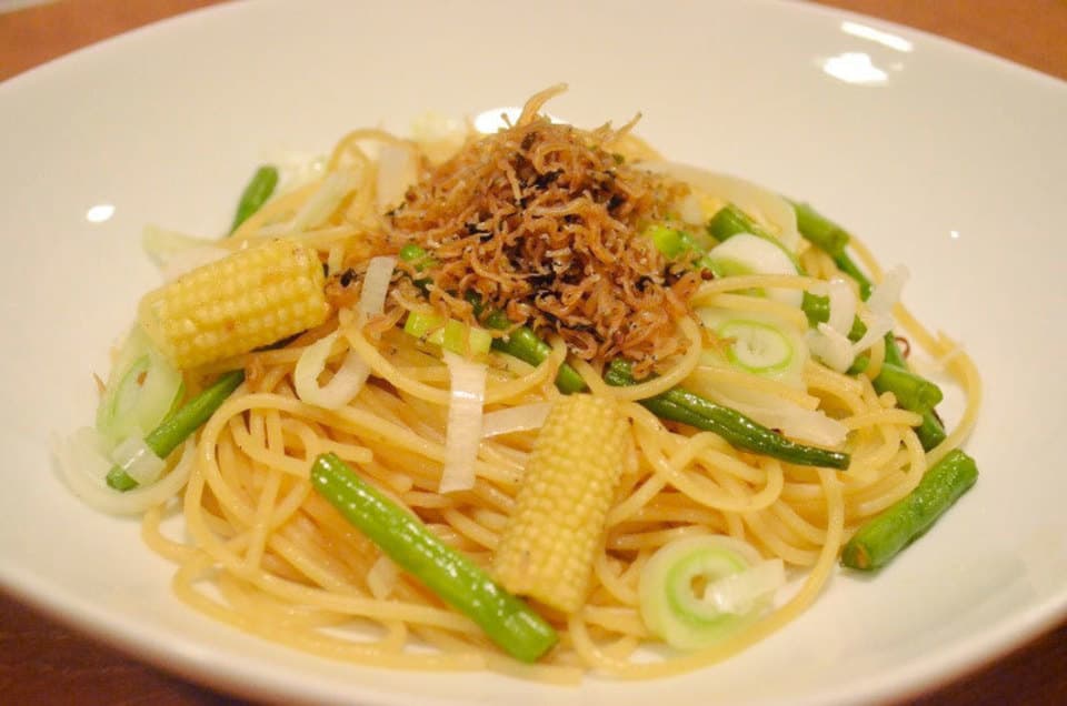 海苔ちりめんを使った和風パスタ