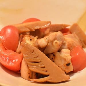 たけのこと鶏肉とトマトの炒めたん