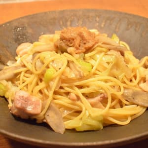 鶏とごぼうと白ねぎのパスタ～ごぼう味噌添え～