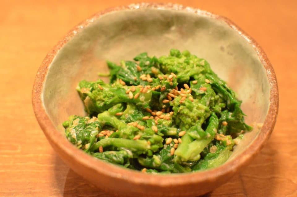 菜の花のごぼう味噌マヨ和え