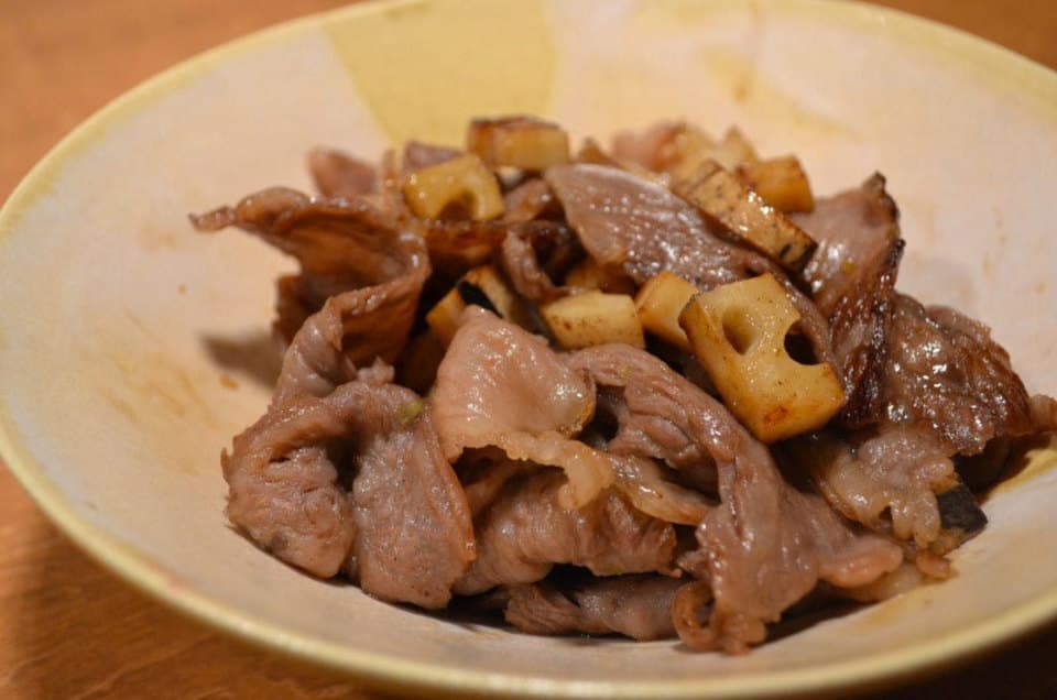 牛肉とれんこんの京だし炒め～柚子こしょう風味