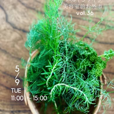 次回のバルヤンナイク美容室前お外市は5/9(火)