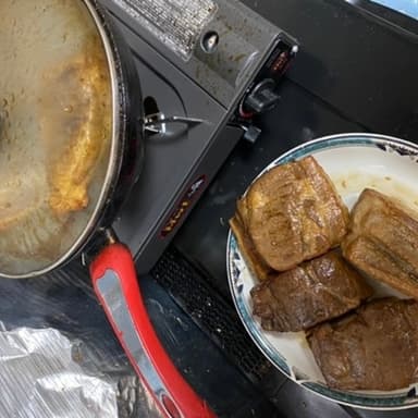 フライパンでベーコン作り