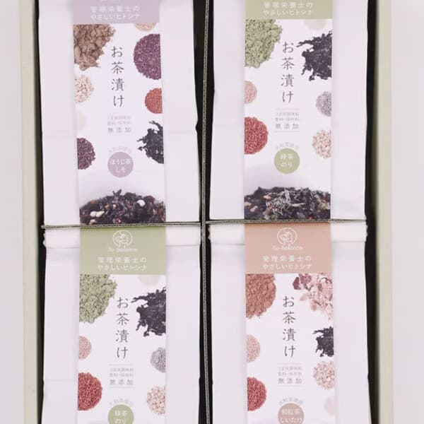 奈良の大和茶入り<無添加お茶漬けの素>四合わせ(しあわせ)ギフトセット